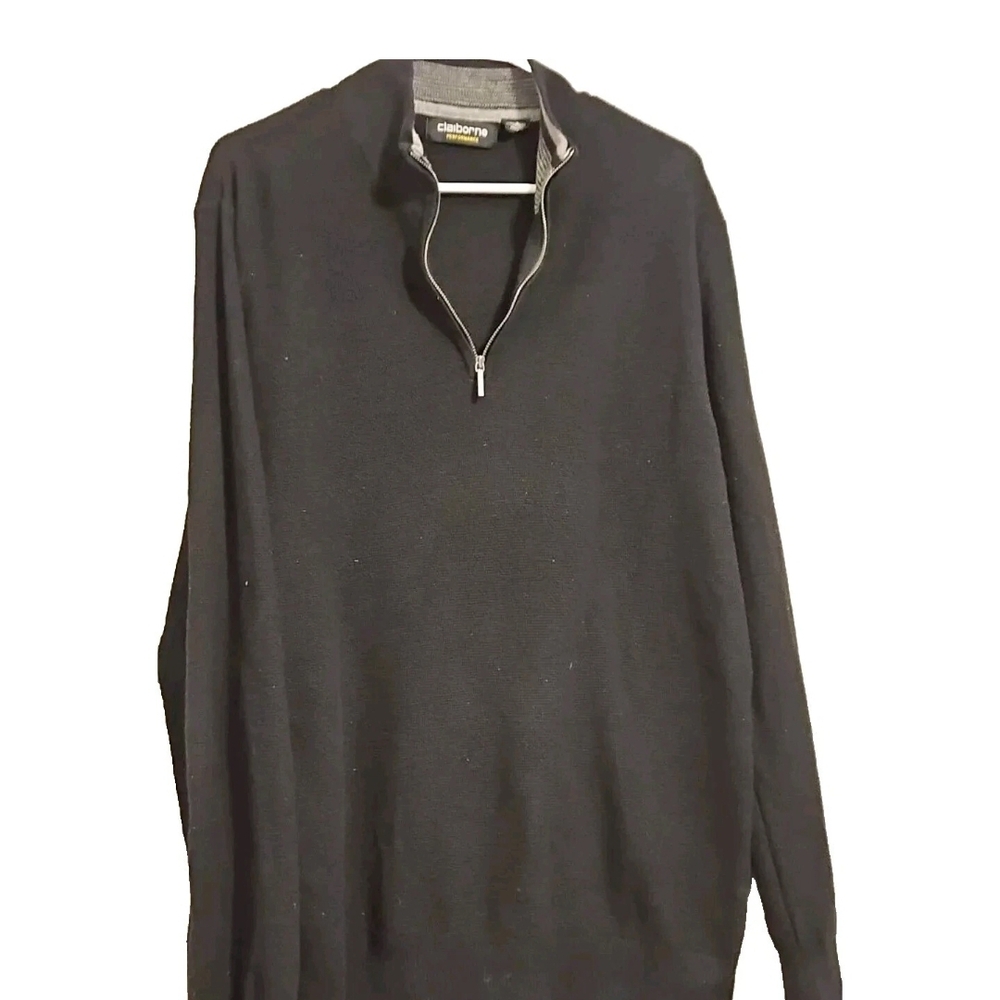 Claiborne Men’s Black Performance Sweater Size L Y2K Gothic Boho Cottage Reto